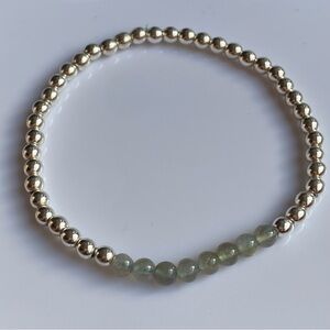 Labradorite Silver Hematite 4mm Stretchy Bracelet